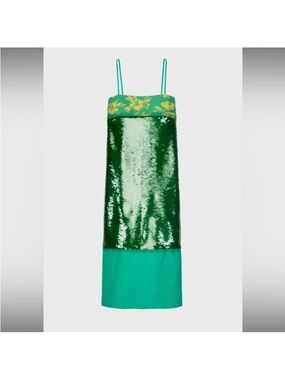 Zara Green Sequin Slip Dress - Bright Green
